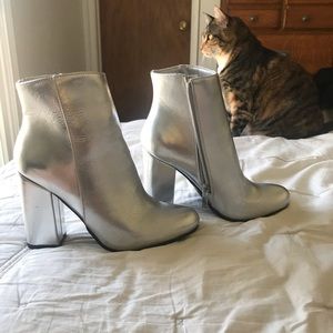 Metallic Silver Booties